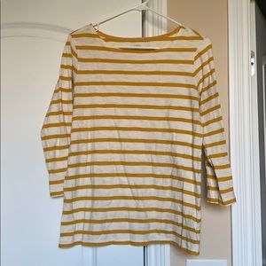 Mustard stripe 3/4 length sleeve tee